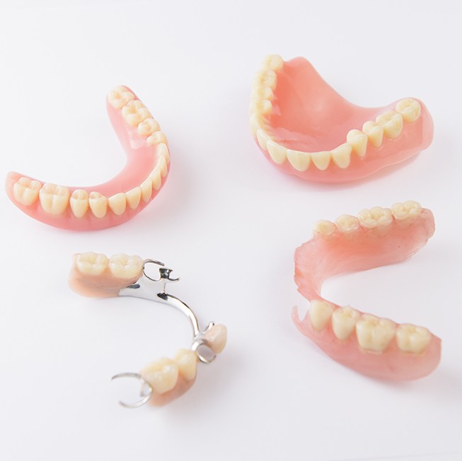 Multiple partial dentures and full dentures