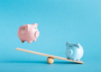 Piggy banks of balance scale