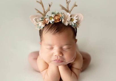 Baby wearing decorative headband